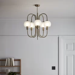 Gammont Antique Brass Effect 5 Lamp Pendant Ceiling Light, (Dia)500mm