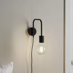 Ghlin Matt Black Plug-in Wall Light