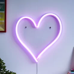 Glow Prad Neon Heart Matt Pink Wired Wall Light