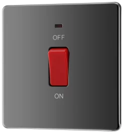 GoodHome 45A Rocker Flat Control Switch With LED Indicator Black