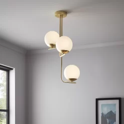 GoodHome Baldaz Brass Effect 3 Lamp Pendant Ceiling Light, (Dia)400mm