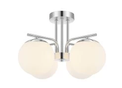GoodHome Baldaz Glass & Metal Chrome Effect 4 Lamp LED Ceiling Light