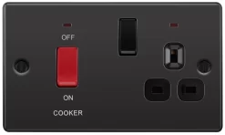 GoodHome Black Nickel Cooker Switch & Socket With Neon & Black Inserts