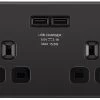 GoodHome Black Nickel Double 13A Switched Socket With USB X2 3.1A & Black Inserts 1 GoodHome Black Nickel Double 13A Switched Socket With USB X2 3.1A & Black Inserts -Professional Electrical Lighting Store goodhome black nickel double 13a switched socket with usb x2 3 1a black inserts5059340135564 02c bq