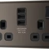 GoodHome Black Nickel Double 13A Switched Socket With USB X3 & Black Inserts 2 GoodHome Black Nickel Double 13A Switched Socket With USB X3 & Black Inserts -Professional Electrical Lighting Store goodhome black nickel double 13a switched socket with usb x3 black inserts5059340135571 01c