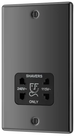 GoodHome Black Nickel Double Screwed Shaver Socket