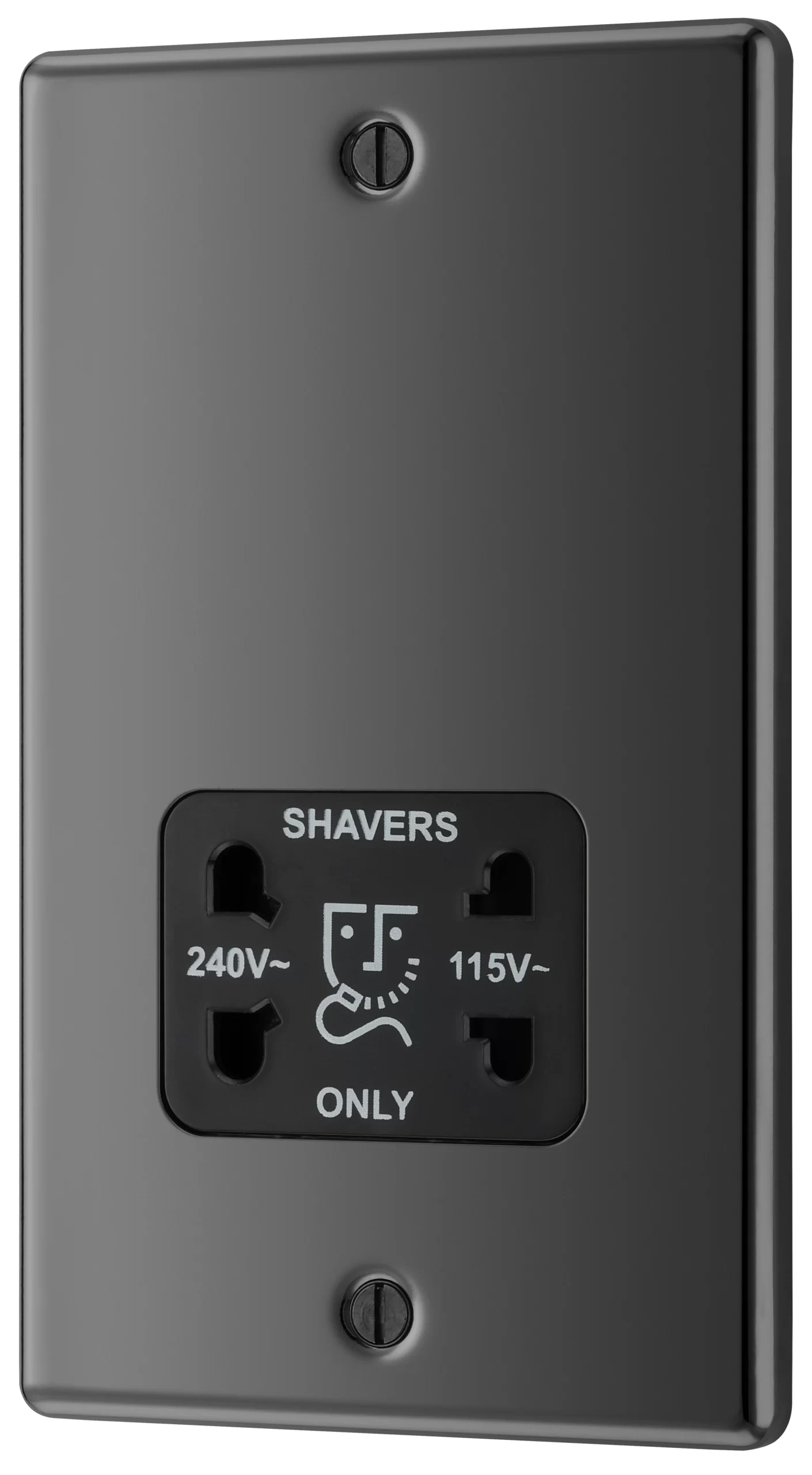 GoodHome Black Nickel Double Screwed Shaver Socket 3 GoodHome Black Nickel Double Screwed Shaver Socket