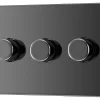 GoodHome Black Nickel Flat Profile Triple 2 Way 400W Screwless Dimmer Switch 2 GoodHome Black Nickel Flat Profile Triple 2 Way 400W Screwless Dimmer Switch -Professional Electrical Lighting Store goodhome black nickel flat profile triple 2 way 400w screwless dimmer switch5059340133881 01c