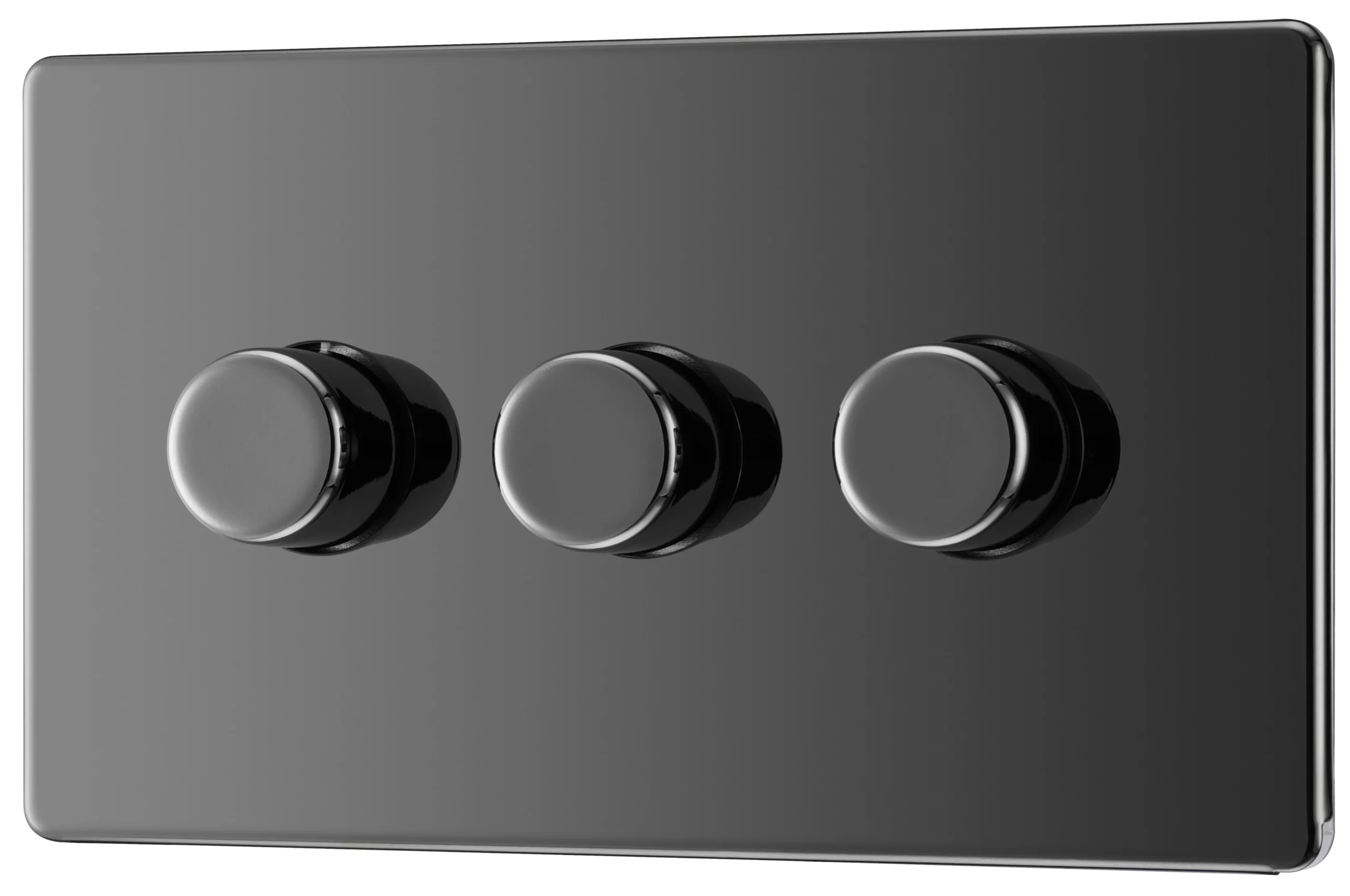 GoodHome Black Nickel Flat Profile Triple 2 Way 400W Screwless Dimmer Switch 3 GoodHome Black Nickel Flat Profile Triple 2 Way 400W Screwless Dimmer Switch