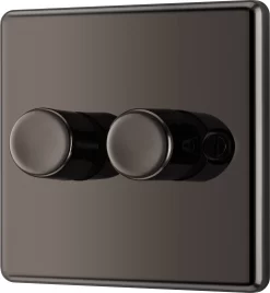 GoodHome Black Nickel Raised Rounded Profile Double 2 Way 400W Dimmer Switch