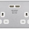 GoodHome Brushed Steel Double 13A Switched Socket With USB X2 3.1A & White Inserts 2 GoodHome Brushed Steel Double 13A Switched Socket With USB X2 3.1A & White Inserts -Professional Electrical Lighting Store goodhome brushed steel double 13a switched socket with usb x2 3 1a white inserts5059340132594 02c