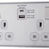 GoodHome Brushed Steel Double 13A Switched Socket With USB X2 4.2A & White Inserts 2 GoodHome Brushed Steel Double 13A Switched Socket With USB X2 4.2A & White Inserts -Professional Electrical Lighting Store goodhome brushed steel double 13a switched socket with usb x2 4 2a white inserts5059340136042 01c
