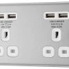 GoodHome Brushed Steel Double 13A Unswitched Socket With USB X4 & White Inserts 2 GoodHome Brushed Steel Double 13A Unswitched Socket With USB X4 & White Inserts -Professional Electrical Lighting Store goodhome brushed steel double 13a unswitched socket with usb x4 white inserts5059340132761 01c