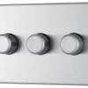 GoodHome Brushed Steel Flat Profile Triple 2 Way 400W Screwless Dimmer Switch 1 GoodHome Brushed Steel Flat Profile Triple 2 Way 400W Screwless Dimmer Switch -Professional Electrical Lighting Store goodhome brushed steel flat profile triple 2 way 400w screwless dimmer switch5059340131856 01c