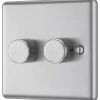 GoodHome Brushed Steel Raised Rounded Profile Double 2 Way 400W Dimmer Switch -Professional Electrical Lighting Store goodhome brushed steel raised rounded profile double 2 way 400w dimmer switch5059340131917 01c