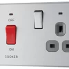 GoodHome Brushed Steel Screwless Cooker Switch & Socket With Neon & Grey Inserts -Professional Electrical Lighting Store goodhome brushed steel screwless cooker switch socket with neon grey inserts5059340132174 01c