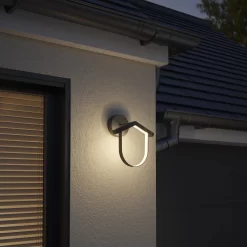 GoodHome Calenzana Fixed Matt Dark Grey Mains-powered Integrated LED Outdoor Birdhouse Wall Light 420lm