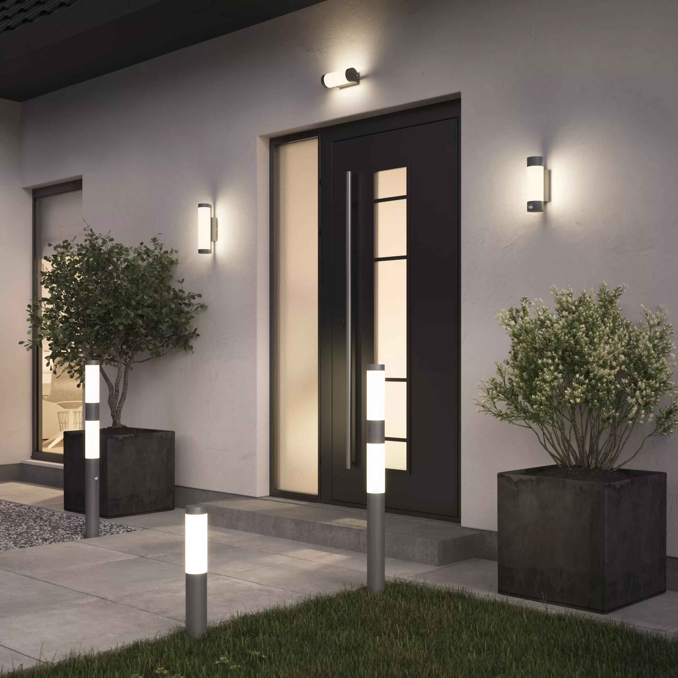 GoodHome Callisto Fixed Matt Dark Grey Mains-powered Integrated LED Outdoor Wall Light 900lm (Dia)7.6cm 3 GoodHome Callisto Fixed Matt Dark Grey Mains-powered Integrated LED Outdoor Wall Light 900lm (Dia)7.6cm