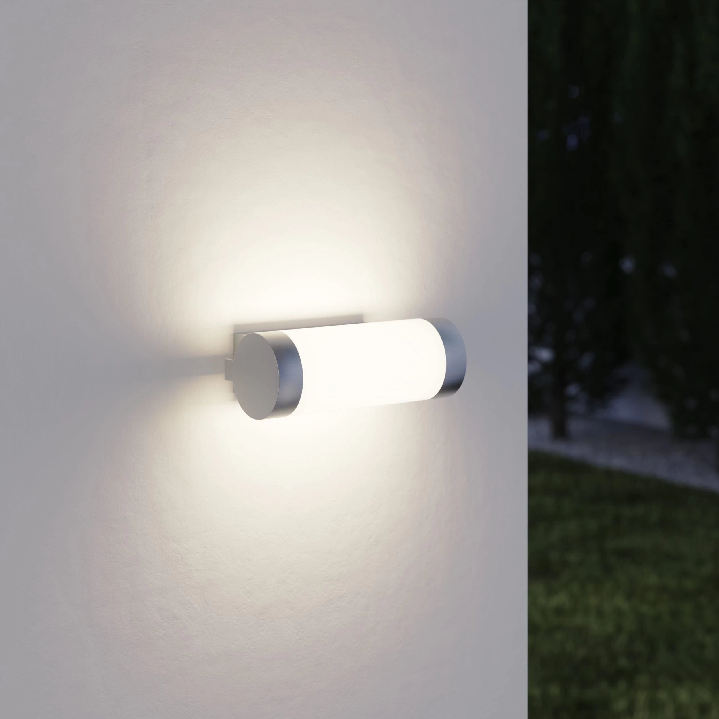 GoodHome Callisto Fixed Stainless Steel Mains-powered Integrated LED Outdoor Wall Light 900lm (Dia)7.6cm 3 GoodHome Callisto Fixed Stainless Steel Mains-powered Integrated LED Outdoor Wall Light 900lm (Dia)7.6cm