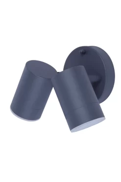 GoodHome Candiac Adjustable Matt Dark Grey Mains-powered Integrated LED Outdoor Double Wall Light 760lm (Dia)6cm