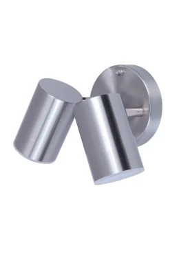 GoodHome Candiac Adjustable Stainless Steel Mains-powered Integrated LED Outdoor Double Wall Light 760lm (Dia)6cm