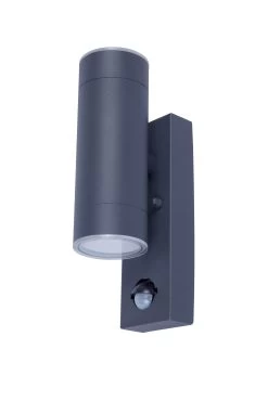 GoodHome Candiac Fixed Matt Dark Grey Integrated LED PIR Motion Sensor Outdoor Wall Light