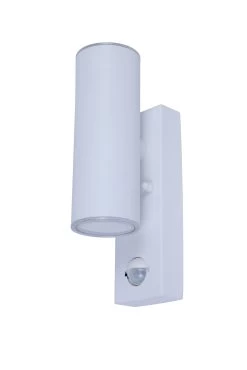 GoodHome Candiac Fixed Matt White Integrated LED PIR Motion Sensor Outdoor Wall Light