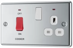 GoodHome Chrome Cooker Switch & Socket With Neon & White Inserts