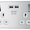 GoodHome Chrome Double 13A Screwless Switched Socket With USB X2 3.1A & White Inserts 1 GoodHome Chrome Double 13A Screwless Switched Socket With USB X2 3.1A & White Inserts -Professional Electrical Lighting Store goodhome chrome double 13a screwless switched socket with usb x2 3 1a white inserts5059340133270 01c