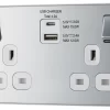 GoodHome Chrome Double 13A Screwless Switched Socket With USB X2 4.2A & White Inserts 1 GoodHome Chrome Double 13A Screwless Switched Socket With USB X2 4.2A & White Inserts -Professional Electrical Lighting Store goodhome chrome double 13a screwless switched socket with usb x2 4 2a white inserts5059340135786 03c
