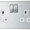 GoodHome Chrome Double 13A Socket & White Inserts, Pack Of 5 2 GoodHome Chrome Double 13A Socket & White Inserts, Pack Of 5 -Professional Electrical Lighting Store goodhome chrome double 13a socket white inserts pack of 55059340133355 01c