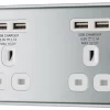 GoodHome Chrome Double 13A Unswitched Socket With USB X4 & White Inserts 1 GoodHome Chrome Double 13A Unswitched Socket With USB X4 & White Inserts -Professional Electrical Lighting Store goodhome chrome double 13a unswitched socket with usb x4 white inserts5059340134628 01c
