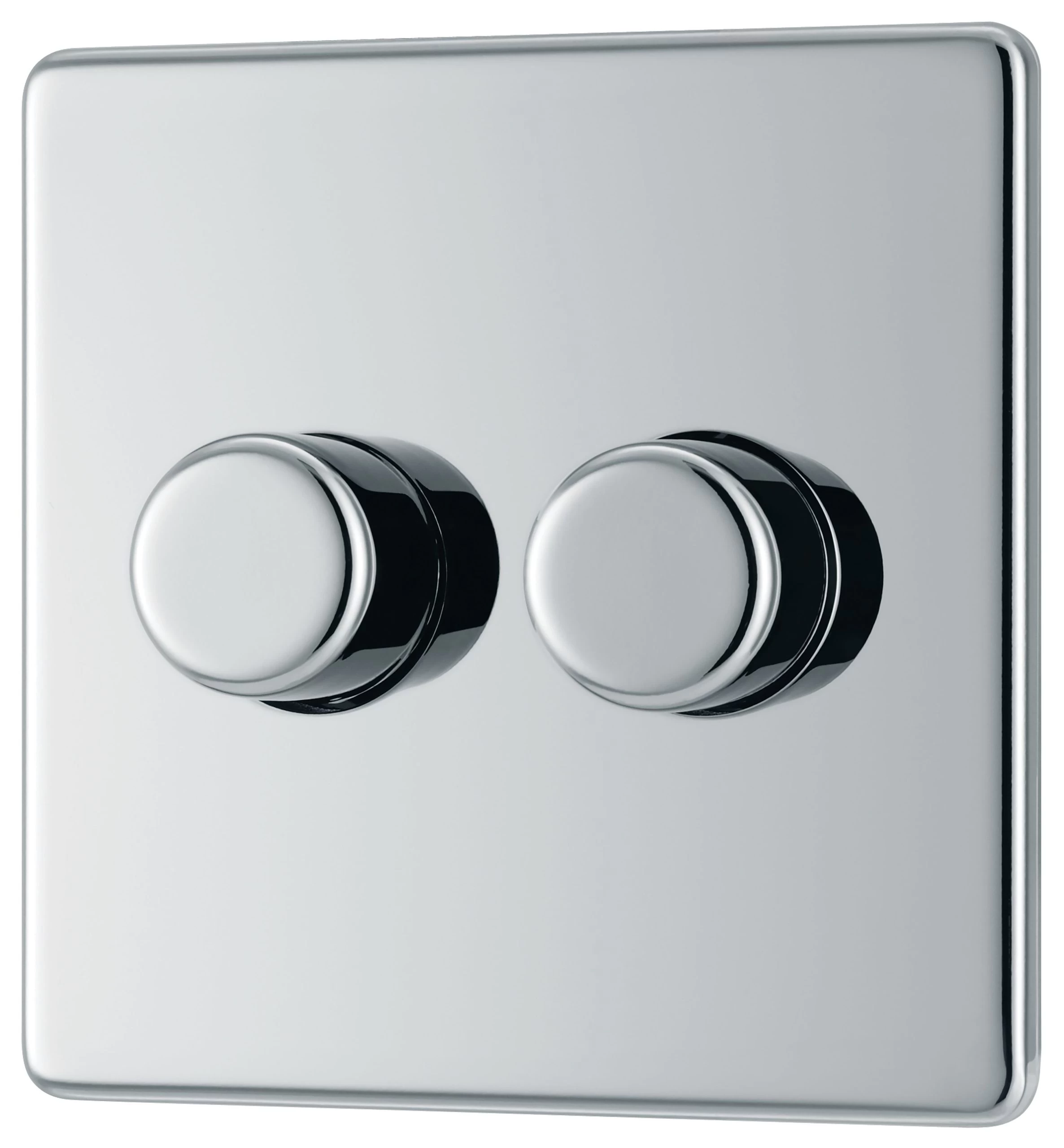 GoodHome Chrome Flat Profile Double 2 Way 400W Screwless Dimmer Switch 3 GoodHome Chrome Flat Profile Double 2 Way 400W Screwless Dimmer Switch