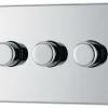 GoodHome Chrome Flat Profile Triple 2 Way 400W Screwless Dimmer Switch 1 GoodHome Chrome Flat Profile Triple 2 Way 400W Screwless Dimmer Switch -Professional Electrical Lighting Store goodhome chrome flat profile triple 2 way 400w screwless dimmer switch5059340132860 01c