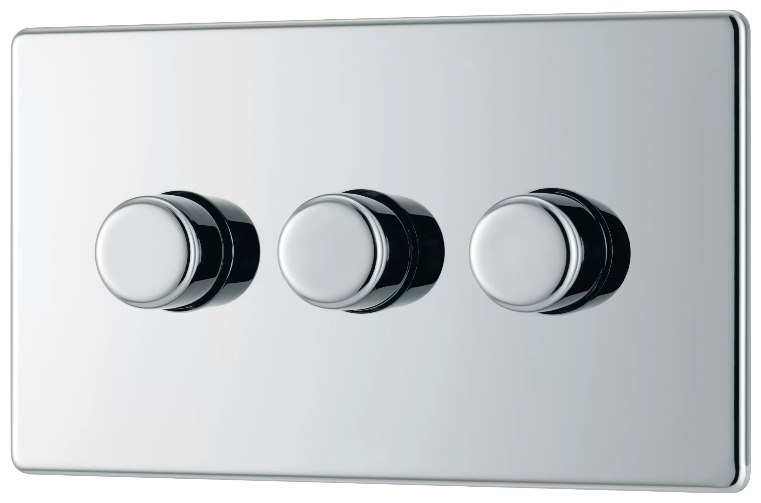 GoodHome Chrome Flat Profile Triple 2 Way 400W Screwless Dimmer Switch 3 GoodHome Chrome Flat Profile Triple 2 Way 400W Screwless Dimmer Switch