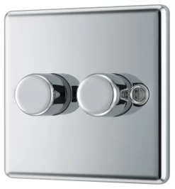 GoodHome Chrome Raised Rounded Profile Double 2 Way 400W Dimmer Switch