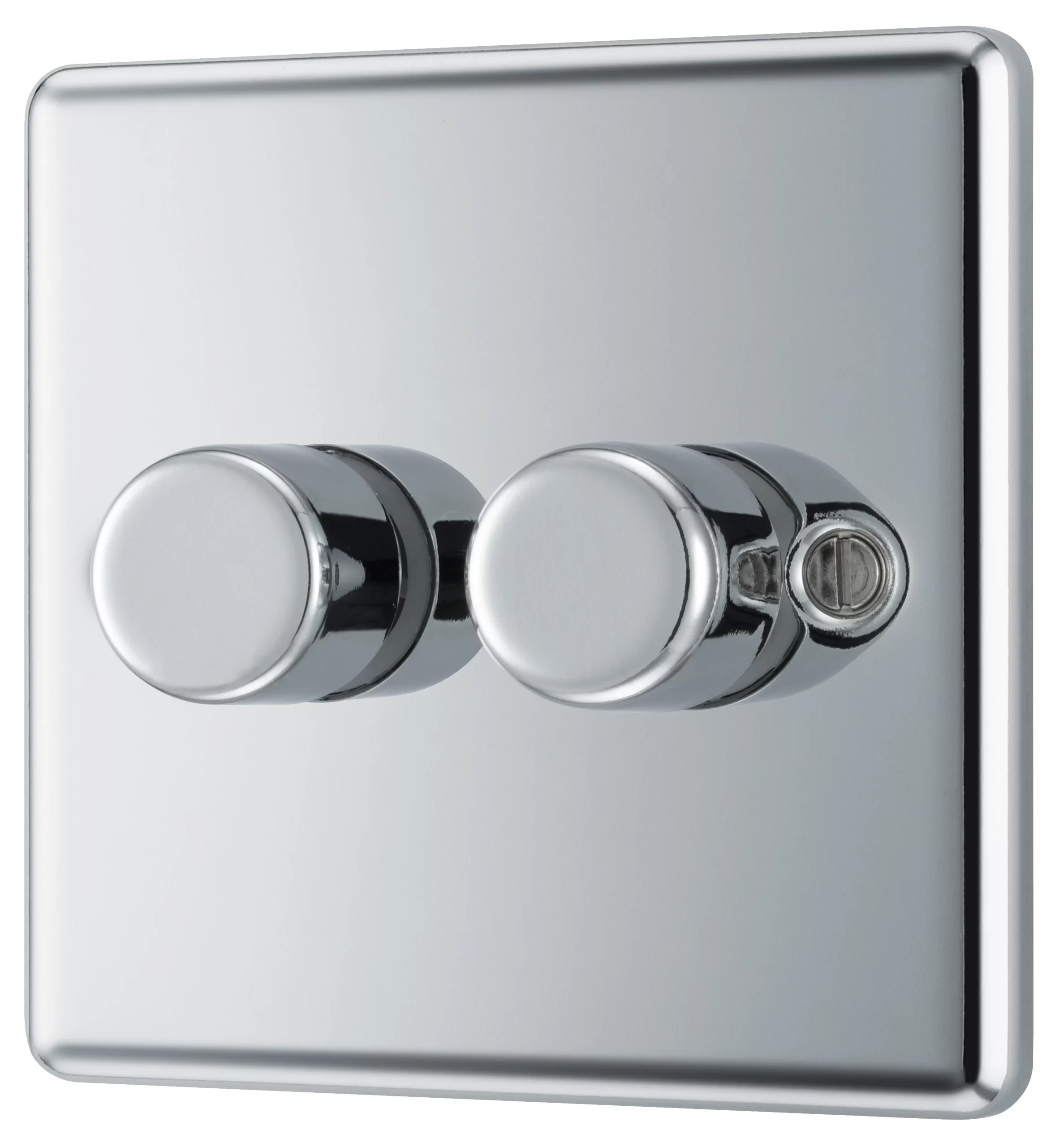 GoodHome Chrome Raised Rounded Profile Double 2 Way 400W Dimmer Switch 3 GoodHome Chrome Raised Rounded Profile Double 2 Way 400W Dimmer Switch