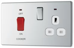 GoodHome Chrome Screwless Cooker Switch & Socket With Neon & White Inserts