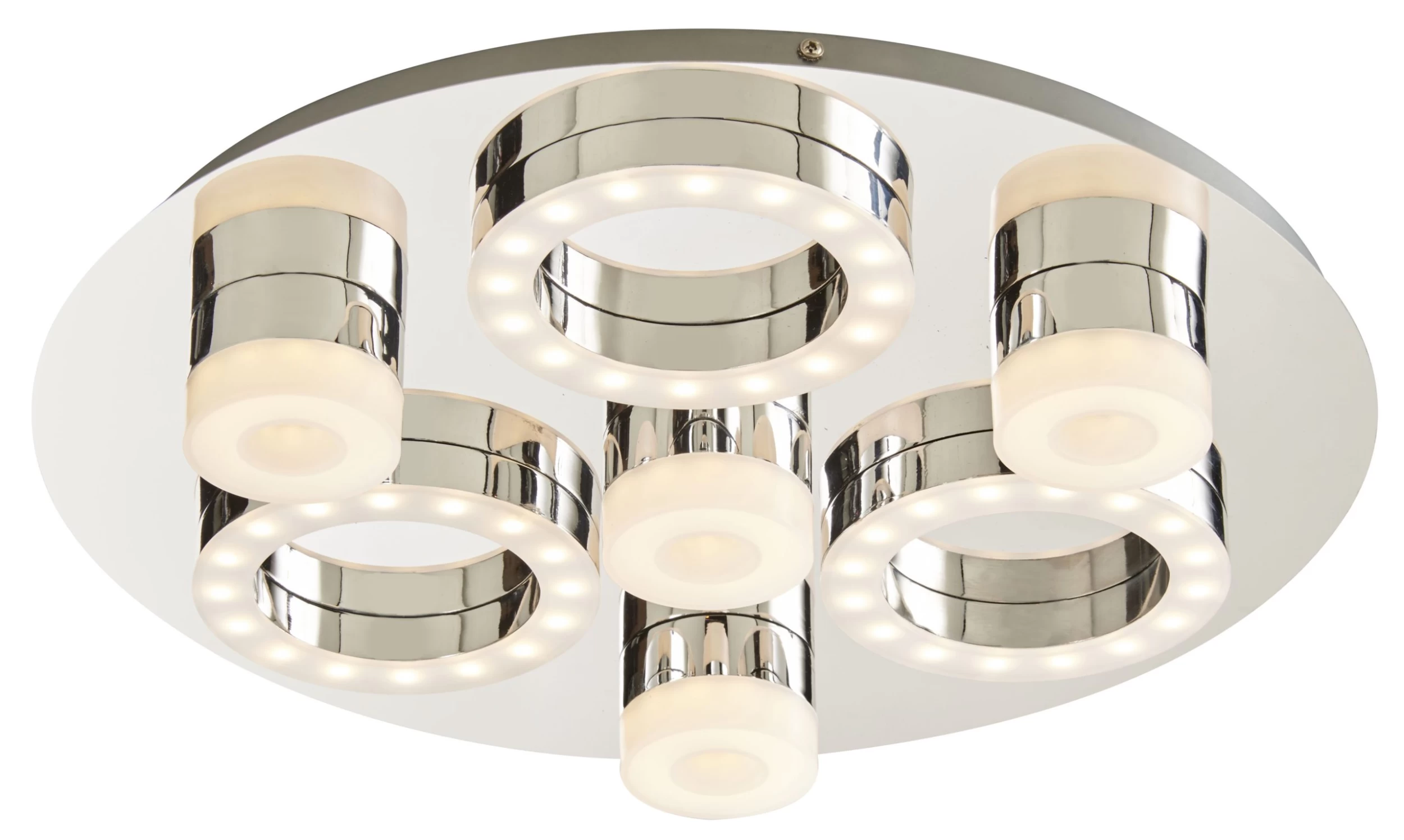 GoodHome Circus Round Brushed Metal & Plastic Chrome Effect Ceiling Light 3 GoodHome Circus Round Brushed Metal & Plastic Chrome Effect Ceiling Light