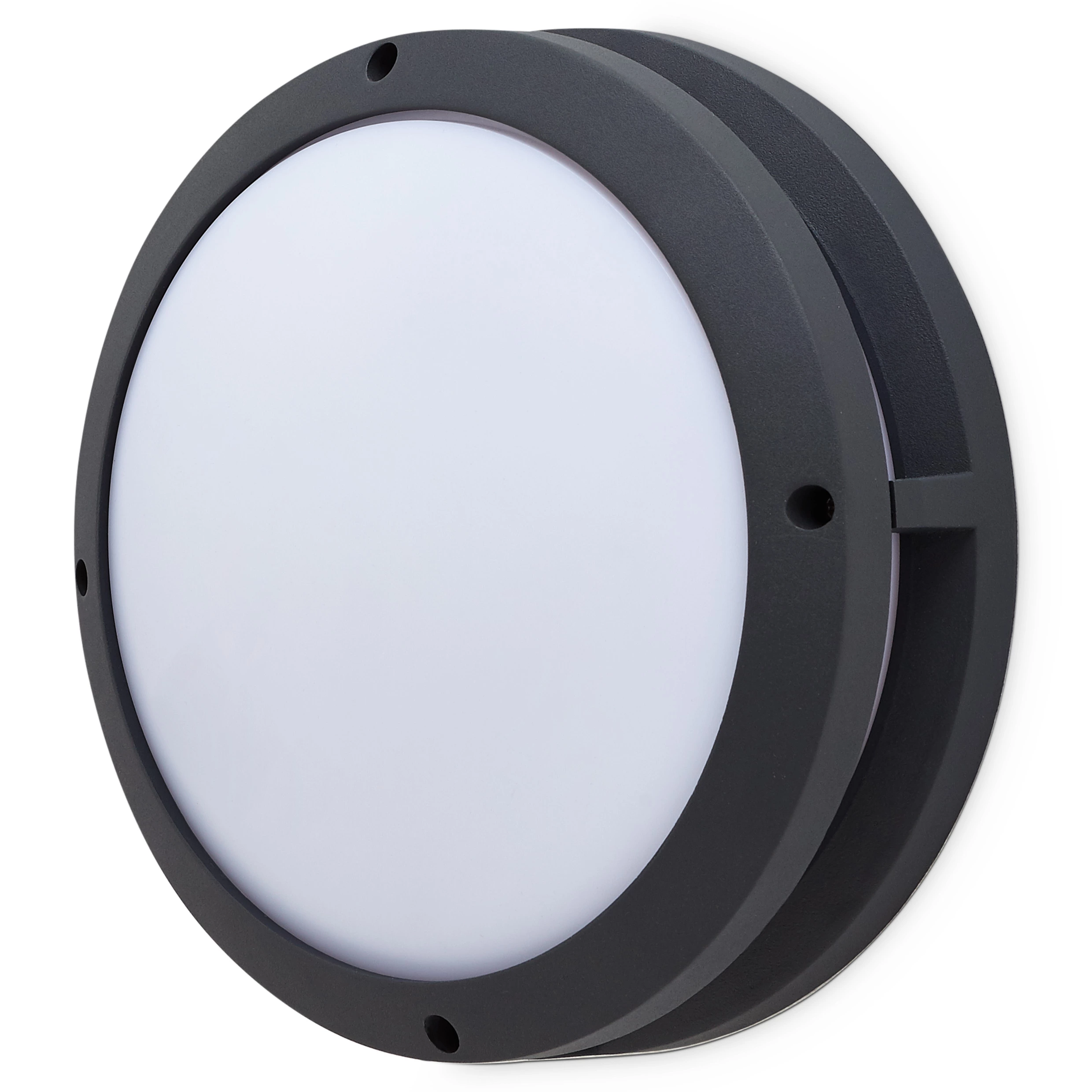 GoodHome Coffman Fixed Matt Dark Grey Mains-powered Integrated LED Outdoor Round Wall Light 1400lm (Dia)26cm 4 GoodHome Coffman Fixed Matt Dark Grey Mains-powered Integrated LED Outdoor Round Wall Light 1400lm (Dia)26cm - Image 2
