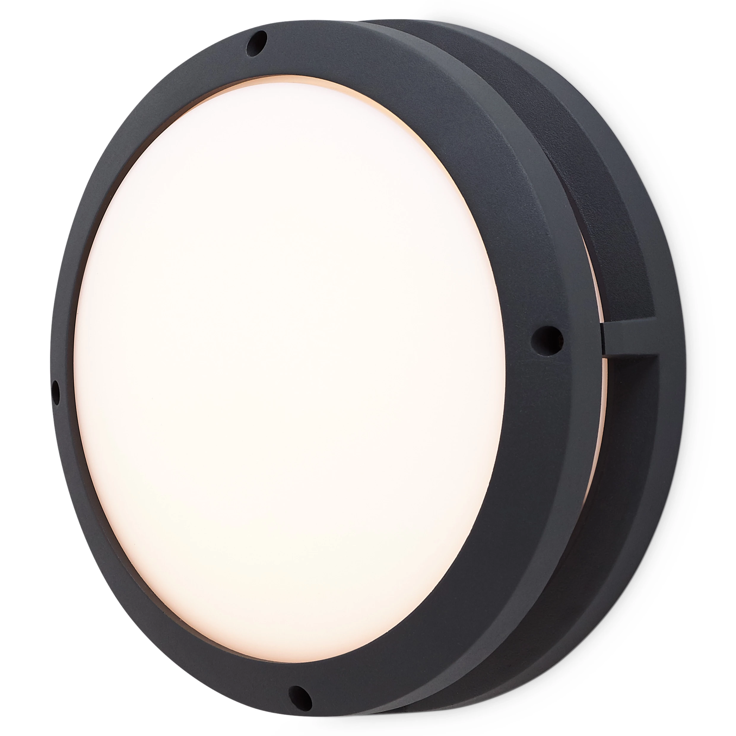 GoodHome Coffman Fixed Matt Dark Grey Mains-powered Integrated LED Outdoor Round Wall Light 1400lm (Dia)26cm 5 GoodHome Coffman Fixed Matt Dark Grey Mains-powered Integrated LED Outdoor Round Wall Light 1400lm (Dia)26cm - Image 3