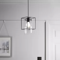 GoodHome Daluiz Matt Black Pendant Ceiling Light