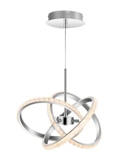 GoodHome Darien Round Beaded Metal & Plastic Chrome & Clear Beads Chrome Effect Entwined Ceiling Light