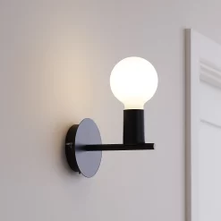 GoodHome Darrah Matt Black Wall Light