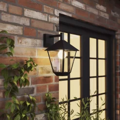GoodHome Docker Fixed Matt Black Mains-powered Outdoor Down Wall Light