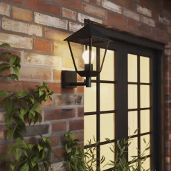 GoodHome Docker Fixed Matt Black Mains-powered Outdoor Up Wall Light