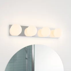 GoodHome Dorres White & Silver Chrome Effect Quadruple Wired Wall Light