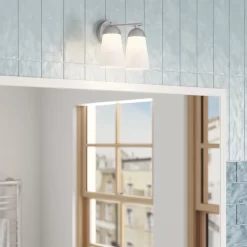 GoodHome Dudhon White & Silver Chrome Effect Double Wired Wall Light