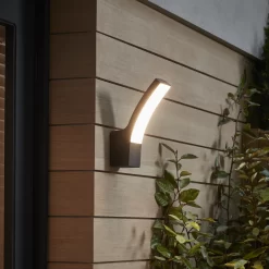 GoodHome Gambell Fixed Matt Dark Grey Mains-powered Integrated LED Outdoor Wall Light 800lm