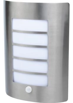 GoodHome Grandy Fixed Matt Silver PIR Motion Sensor Outdoor Wall Light 40W